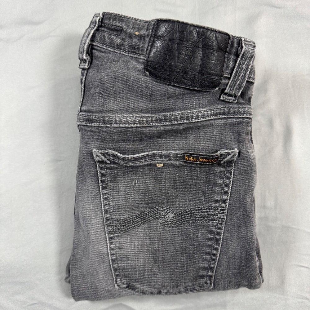 Nudie‎ Jeans Co Lean Dean Grey Wash Slim Fit Denim Jeans Mens 27x30